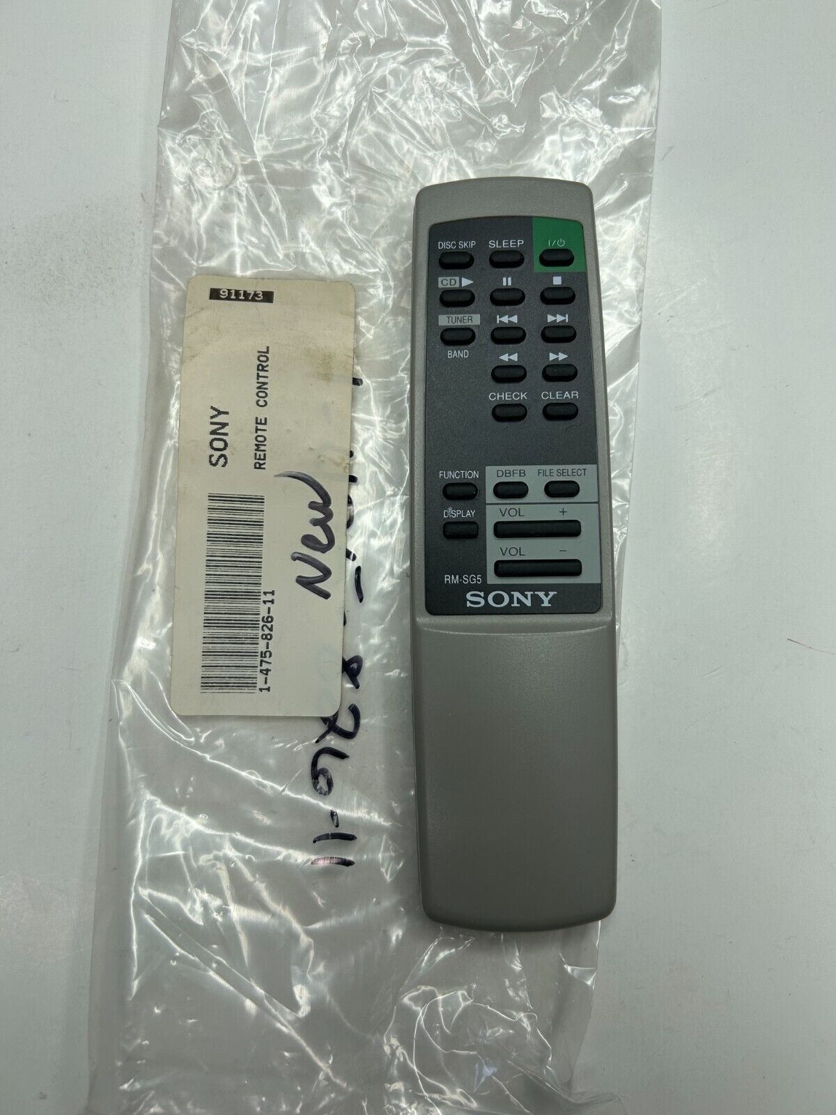 Sony RM-SG5 Remote Control, Gray - OEM NOS for CDP-C322 HCD-D109 HCD-RXD2 +more  			