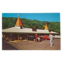 Postcard Twin Teepee Craft Shop Cherokee North Carolina Chrome Unposted - £5.66 GBP