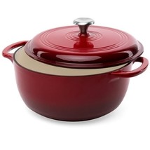 6 Quart Large Red Enamel Cast-Iron Dutch Oven Kitchen Cookware - $143.99