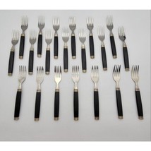 lot of 20 Stainless Steel Flatware Fork Black Handle, Taiwan - £17.71 GBP