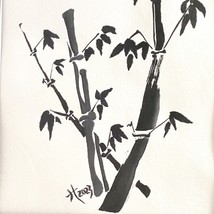 Bamboo Thickening Original Painting Ink on Rice Paper Matted 11x14in Frame Ready - £79.13 GBP