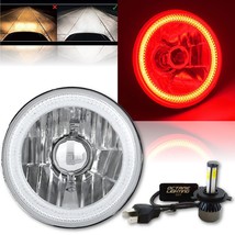 5-3/4&quot; H5006/H5001 Red COB Halo Angel Eye Headlight &amp; 6K 20/40w LED Light Bulb - £58.81 GBP