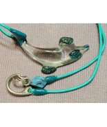 Turquoise Leather&amp;Glass Dolphin-w-Oceania Blue Accent.C.2018 - €15,48 EUR