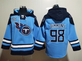 Jeffery Simmons Titans Light Blue Lace-Up Pullover Jersey Hoodie  - $59.25