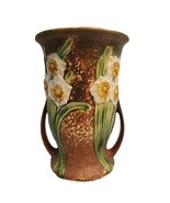 1930s Vintage Roseville Jonquil  Handled Vase White Yellow Daffodil Flow... - £125.34 GBP