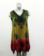 Shiva Fashions Women&#39;s Boho Sleeveless Dress One Size V Neck Multicolored   - $7.92