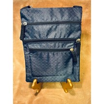 Multi-Zip Pocket Navy Blue Nylon Crossbody w/Adjustable Strap - $14.85