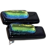 Womens Earrings Colorful Rectangular Blue Green Yellow Small Studs - $14.85