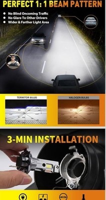 Upgraded H7 H7LL Light Bulbs, 60,000LM Insane Brightness, Real 1:1 H7/H7LL Item image 4