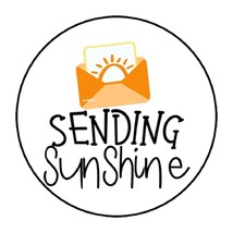 30 Sending Sunshine Stickers Envelope Seals Labels 1.5&quot; Round Happy Mail - £5.88 GBP
