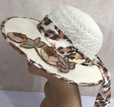 White Floral Womens Hollywood Mod Glamour Cap Hat Floral One Size 58cm - $20.84