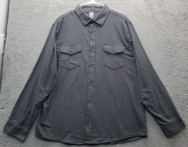 Hurley Shirt Mens XL Gray Thick Flannel Detail Chest Pockets Collar Button Down - $23.09