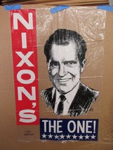 Vintage 1968 Nixon&#39;s The One Campaign Large Banner Print Plastic Clear Sign - £66.00 GBP