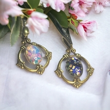 Floating Opal Brass Vintage Look Necklace - £22.05 GBP