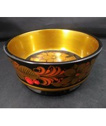 Khokhloma Russian Wooden Hand-Painted Gold/Black/Red Lacquer Bowl,   Sel... - €13,89 EUR
