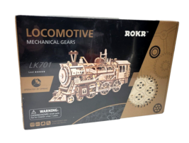 ROKR Locomotive 3D Wooden Train Model Kit Puzzle LK701 Mechanical Gears NEW - £19.78 GBP
