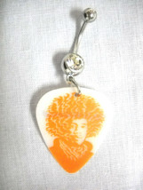 Jimi Hendrix Orange Color Van Hamersveld Print Guitar Pick Clear Cz Navel Ring - £4.78 GBP