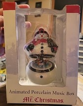 2005 Mr Christmas Animated Porcelain Hinged Music Box Snowman New In Box - £23.72 GBP