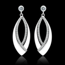 Unique Leaf Shape Round Simulated Diamond 925 Sterling Silver Dangle Earrings - £92.43 GBP