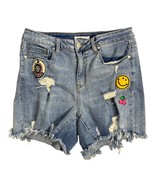 A Beautiful Soul Mid Rise Denim Shorts 10 Med Wash Distressed Patches 5 ... - £14.44 GBP