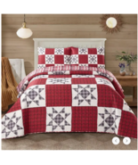 Country Primitive Star KING Patchwork Printed Lightweight Reversible Qui... - $96.95