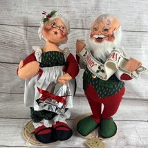 Annalee Santa Claus &amp; Mrs. Claus Christmas Dolls Banner~ 19&quot;~Large ~Vintage 1992 - £31.61 GBP