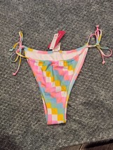 Xhilaration Juniors Size L Side-Tie Cheeky Bikini Bottom Multi Colored C... - $5.00