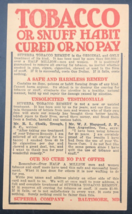 1920s Superba Co Quit Tobacco or Snuff Advertising Postcard Baltimore Maryland - £17.46 GBP