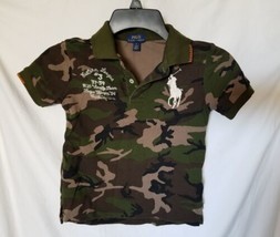 Polo Ralph Lauren Kids Camo Shirt Size 5 Varsity Eastern League Green Brown - £11.68 GBP