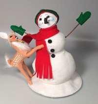 Annalee Christmas decoration Felt deer and snowman doll - £49.18 GBP