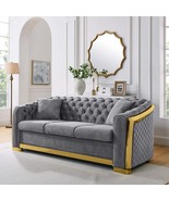 Luxury Chesterfield Sofa Set | Grey Velvet 84&quot; - $1,536.53 CAD