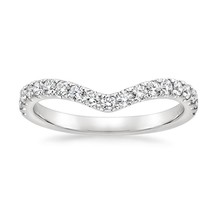 0.34Ct Round Cut Diamond 14K White Gold Plated Chevron Wedding Band Ring - £71.77 GBP