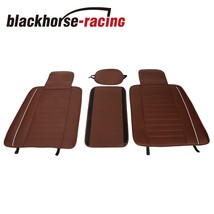Deluxe PU Leather 5-Seats Car Seat Cover Front Rear Cushion Full Set Brown - £42.75 GBP