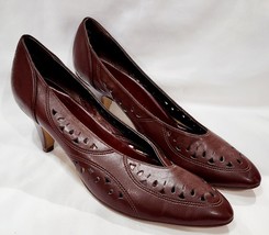 Naturalizer BROWN LEATHER Heel Cut Out Geometric Shapes Pump Women 8.5 A... - $35.00