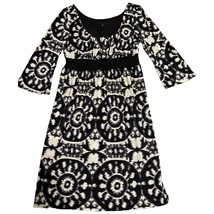 Tiana B Dress Medium Black White Pleated Polyester Pullover Knee Length ... - $15.29