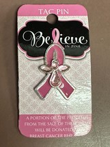 Breast Cancer Awareness Pink Ribbon Tac Pin Believe,Free Shipping - £5.56 GBP