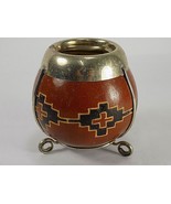 Vintage HANDMADE DECORATIVE GOURD w/ Silver Rim, Supports &amp; Feet 1 Cup - €9,44 EUR