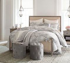 Pottery Barn Brigette Rose Floral Gray 3-PC King/Cal King Duvet Cover Set - £172.40 GBP