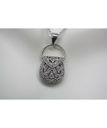 925 Sterling Silver Cubic Zirconia Handbag Purse Charm Pendant - $31.73 CAD
