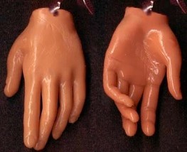 Body Part Hand Earrings Funky Dexter Serial Killer Nail Tech Costume Jewelry Tan - £5.45 GBP