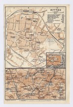 1914 Original Antique Map Of Zittau Zitawa Saxony Germany - £17.13 GBP