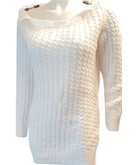 Authentic Burberry London  Women&#39;s White Cable Knit jumper Sweater Sz L/m - $198.31 CAD