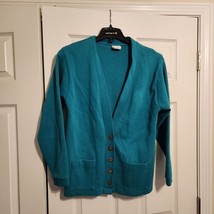 L.L. bean vintage 90s button down Green cardigan women&#39;s medium sweater - £23.25 GBP