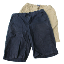 2 Lot Childrens Place Chino Uniform Shorts Boys Size 14 Navy &amp; Khaki - £7.90 GBP