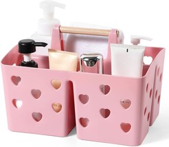 Portable Shower Caddy Plastic Basket with Wood Handle Divided Shower Storage Org - £28.22 GBP