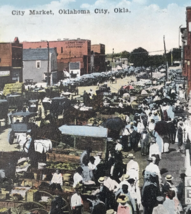 1920 City Market Oklahoma City OK Postcard Hotel Jordan Horse Drawn Carriages - £5.42 GBP
