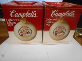 NIB- Set of 2 CAMPBELL&#39;S 1999 Kids Christmas Ornaments - $8.50