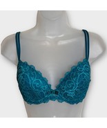 SIMONE PERELE dark teal lace lightly padded underwire bra size 32E doubl... - $51.65 CAD