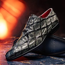 Olivieri Genuine Pirarucu Exotic Lace-Up Oxford Gray image 10