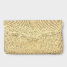 VINTAGE gold beaded clutch evening bag formal cocktail party art deco - £21.83 GBP